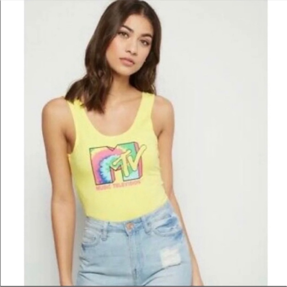 MTV Bright Yellow Bodysuit with Logo